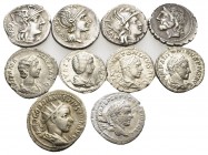 Roman Republican & Imperial. Circa 1st Century BC - 3rd Century AD. (Silver, 30.13 g). A lot of Ten (10) attractive Roman Republican and Roman Imperia...