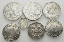 WORLD. 18th-19th Century. (Silver, 145.00 g). Lot of Seven (7) Silver coins, mostly from the Ottoman Empire. Very fine or better. Lot sold as is, no r...