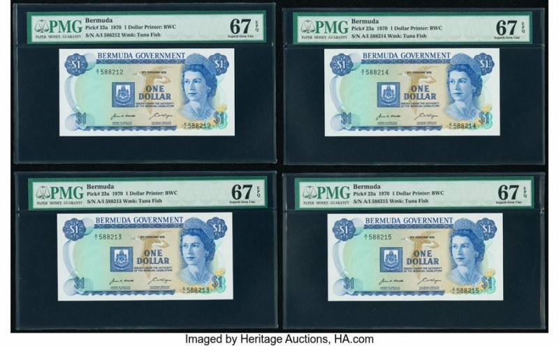 Bermuda Bermuda Government 1 Dollar 1970 Pick 23a Four Consecutive Examples PMG ...