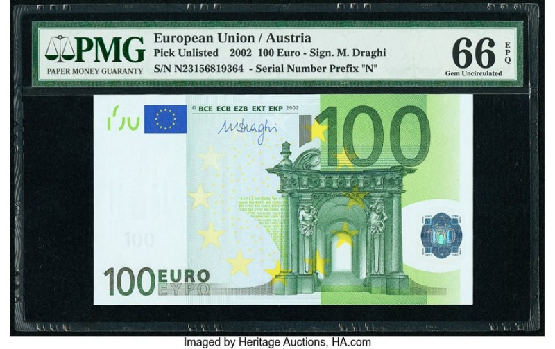 European Union Austria 100 Euro 2002 Pick 12n PMG Gem Uncirculated 66 EPQ. 

HID...
