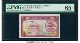 Lebanon Republique Libanaise 25 Piastres 1948-50 Pick 42 PMG Gem Uncirculated 65 EPQ. 

HID09801242017

© 2020 Heritage Auctions | All Rights Reserved...