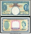Malaya Board of Commissioners of Currency 1 Dollar 1941 (ND 1945) Pick 11 Very Fine; Malaya and British Borneo Board of Commissioners of Currency 1 Do...