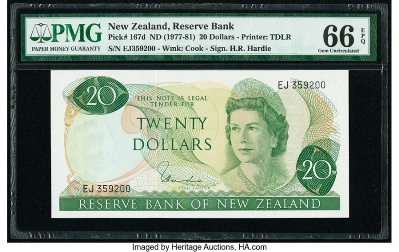 New Zealand Reserve Bank of New Zealand 20 Dollars ND (1977-81) Pick 167d PMG Ge...