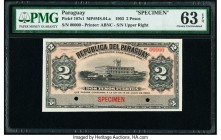 Paraguay Republica del Paraguay 2 Pesos 14.7.1903 Pick 107s1 PMG Choice Uncirculated 63 EPQ. Two POCs; red Specimen overprint.

HID09801242017

© 2020...