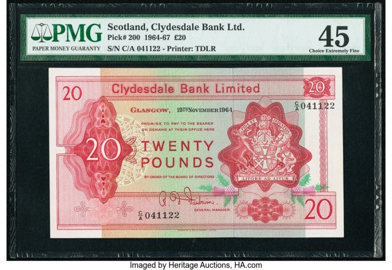 Scotland Clydesdale Bank Ltd. 20 Pounds 19.11.1964 Pick 200 PMG Choice Extremely...