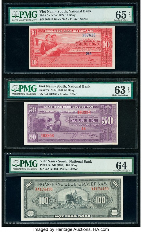 South Vietnam National Bank of Viet Nam 10; 50; 100 Dong ND (1962); ND (1956); N...