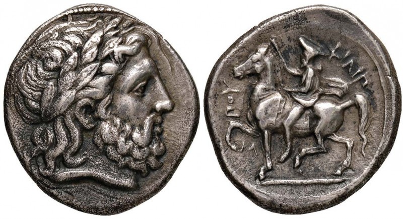 MACEDONIA Filippo II (359-336 a.C.) Tetradramma (Amphipolis, 355-349 a.C.) Testa...