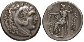 Alessandro III (336-323 a.C.) Tetradramma (Kallatis, 33-323 a.C.) Busto a d. - R/ Giove seduto a s. - Price 934 e segg. AG (g 16,87)
BB+
