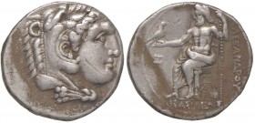 Alessandro III (336-323 a.C.) Tetradramma (Arados, 328-320 a.C.) Busto a d. - R/ Giove seduto a s. - Price 3324 AG (g 17,15) Ossidazione al R/
BB