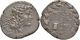 MACEDONIA Dominazione romana - Aesillas quaestor (90-70 a.C.) Tetradramma - Testa di Zeus Ammone a d. - R/ Clava e sedia curule in corona - AMNG 1 AG ...