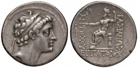 SIRIA - Regno di Siria - Antioco V (164-162 sec. a.C.) Tetradramma - Testa diademata a d. - R/ Zeus seduto a s. - Hougton 138 AG (g 16,58)
BB+