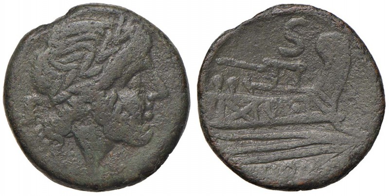 Anonime - Semisse (dopo il 211 a.C.) Testa di Saturno a d. - R/ Prua a d. - Cr. ...