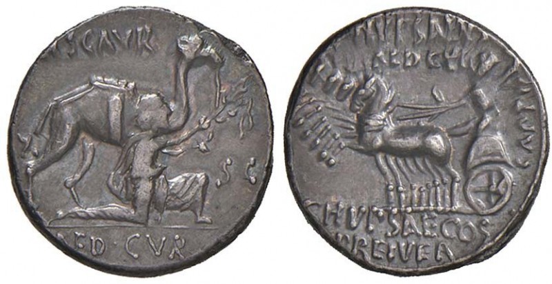 Aemilia - M. Aemilius Scaurus e Pub. Plautius Hypsaeus - Denario (58 a.C.) Il re...