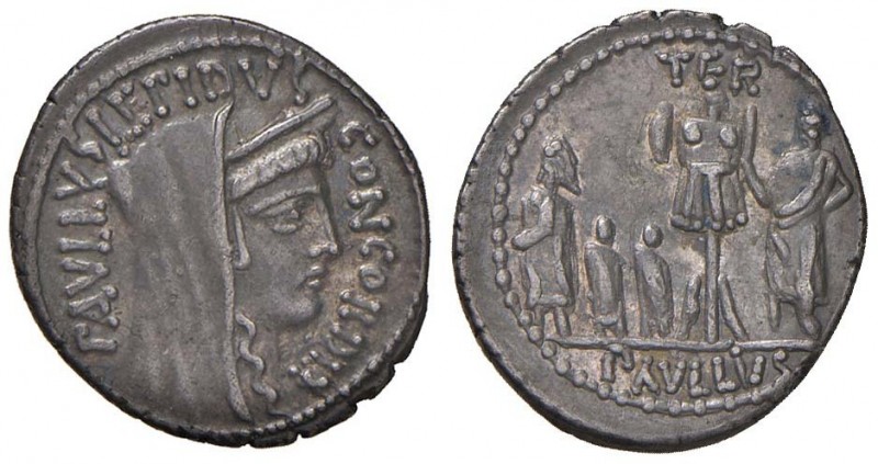 Aemilia - L. Aemilius Lepidus Paullus - Denario (62 a.C.) Testa della Concordia ...