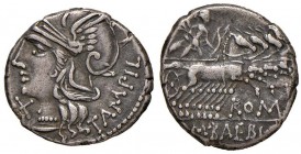 Baebia - M. Baebius - Denario (137 a.C.) Testa di Roma a s. - R/ Apollo su quadriga a d. - B. 12; Cr. 236/1 AG (g 3,88) Ex InAsta 31/2009, lotto 288
...