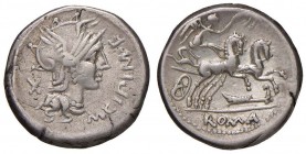 Cipia - M. Cipius M. f. - Denario (115-114 a.C.) Testa di Roma a d. - R/ La Vittoria su biga a d. - B. 1; Cr. 289/1 AG (g 3,93) Ex Negrini 33/2011, lo...