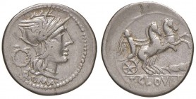 Cloulia - T. Cloulius - Denario (128 a.C.) Testa di Roma a d. - R/ La Vittoria su biga a d. - B. 1; Cr. 260/1 AG (g 3,85)
qBB/BB