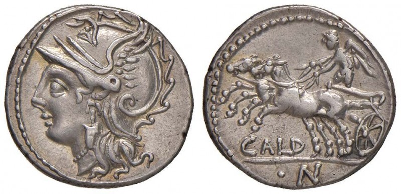 Coelia - C. Coilius Caldus - Denario (104 a.C.) Testa di Roma a s. - R/ La Vitto...