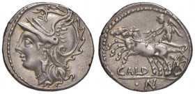 Coelia - C. Coilius Caldus - Denario (104 a.C.) Testa di Roma a s. - R/ La Vittoria su biga a s., sotto, CALD - B. 3; Cr. 318/1b AG (g 3,92) Ex Orione...