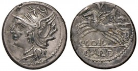 Coelia - C. Coilius Caldus - Denario (104 a.C.) Testa di Roma a s. - R/ La Vittoria su biga a s., sotto, CALD - B. 3; Cr. 318/1b AG (g 3,00)
BB