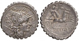 Cosconia - L. Cosconius M. f. - Denario (118 a.C.) Testa di Roma a d. - R/ Il re gallo Bituito su biga a d. - B. 1; Cr. 282/2 AG (g 3,90) Ex InAsta 47...