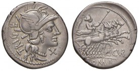 Curiatia - C. Curiatius Trigeminus - Denario (142 a.C.) Testa di Roma a d. - R/ Roma su quadriga a d. - B. 1; Cr. 223/1 AG (g 3,84) Ex Orione 1/2006, ...