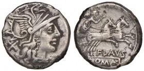 Decimius Flavus Denario (150 a.C.) Testa di Roma a d. - R/ La Vittoria su biga a d. - Crawford 207/1 AG (g 3,63) Lucidata
qBB