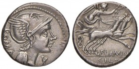 Flaminia - L. Flaminius Chilo - Denario (109-108 a.C.) Testa di Roma a d. - R/ La Vittoria su biga a d. - B. 1; Cr. 302/1 AG (g 3,91) Ex Orione 1/2006...