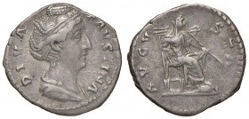 Faustina I (moglie di Antonino Pio) Denario - Busto a d. - R/ Vesta velata seduta a d. - C. 120; RIC 363 AG (g 3,56
BB