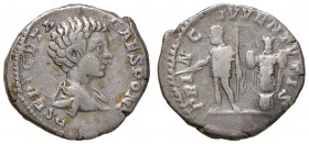 Geta (211-215) Denario - Busto a d. - R/ L'imperatore stante - AG (g 3,00)
BB