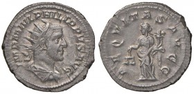 Filippo I (244-249) Antoniniano - Busto radiato a d. - R/ L'Equità stante a s. - C. 9; RIC 27b AG (g 4,34)
SPL/SPL+