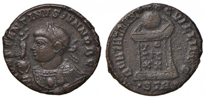 Costantino II (337-340) Follis (Treviri) - Busto laureato e drappeggiato tenendo...