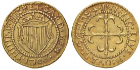 CAGLIARI Filippo V (1700-1719) Scudo d'oro 1703 - MIR 93/3 AU (g 3,21) Ex NAC 69, lotto 556. Piccola screpolatura sullo stemma al D/
SPL