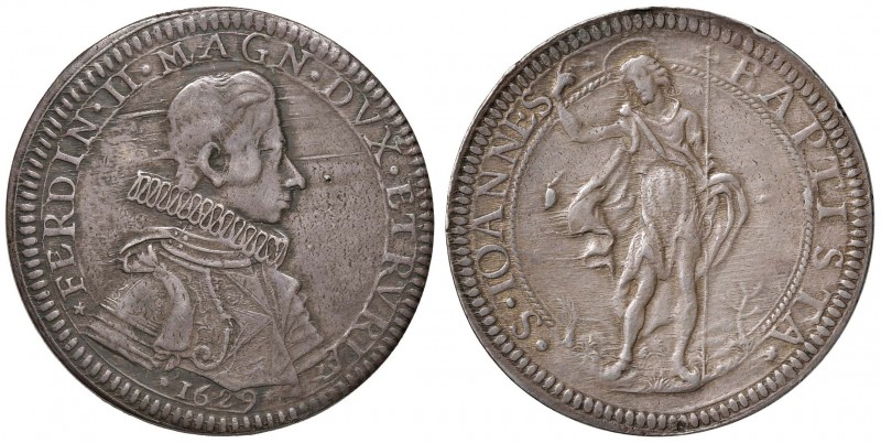 FIRENZE Ferdinando II (1621-1670) Piastra 1629 - MIR 291/1 AG (g 32,48) Minima t...