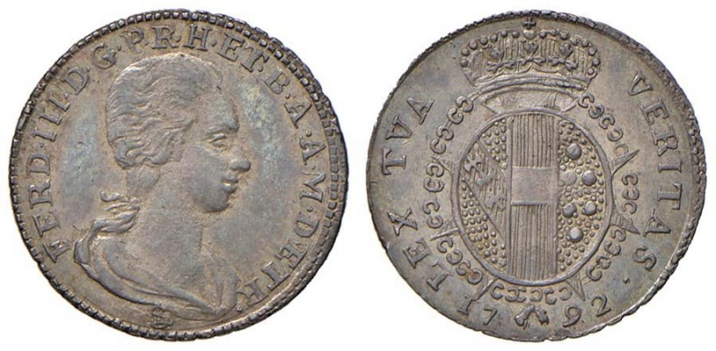 FIRENZE Ferdinando III (1790-1801) Mezzo paolo 1792- MIR 409 AG (g 1,34) R Graff...