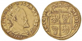 MILANO Filippo II (1556-1598) Doppia 1578 - Cr. 4/A AU (g 6,37) Graffio nel campo del D/
MB+/BB