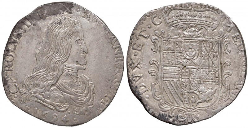 MILANO Carlo II (1675-1700) Filippo 1694 - 387/2 AG (g 27,83) Ossidazione margin...