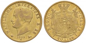 MILANO Napoleone (1805-1814) 40 Lire 1809 Puntali aguzzi - Gig. 74 AU (g 12,84)
BB+