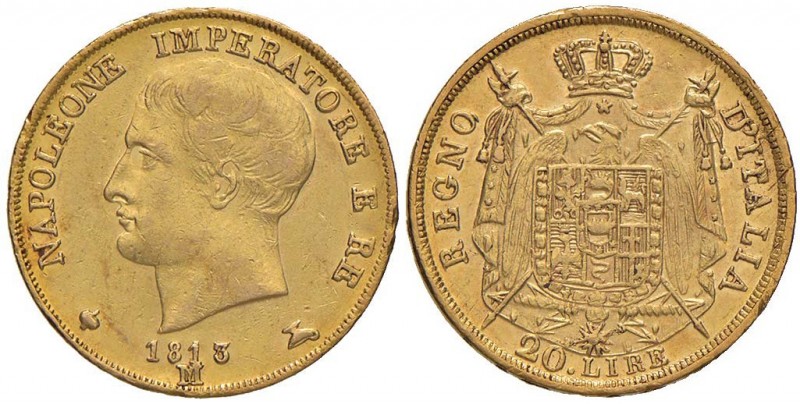 MILANO Napoleone (1805-1814) 20 Lire 1813 Puntali aguzzi - Gig. 89 AU (g 6,44) C...