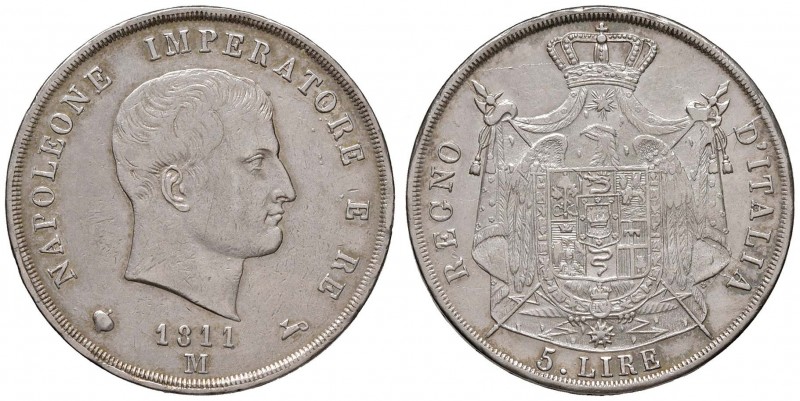 MILANO Napoleone (1805-1814) 5 Lire 1811 Puntali aguzzi - Gig. 108 AG (g 24,94)...
