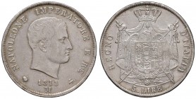 MILANO Napoleone (1805-1814) 5 Lire 1811 Puntali aguzzi - Gig. 108 AG (g 24,94)
BB/BB+