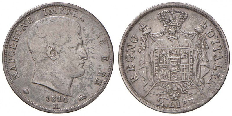 MILANO Napoleone (1805-1814) 2 Lire 1810 M - Gig. 130a AG (g 10,00)
BB