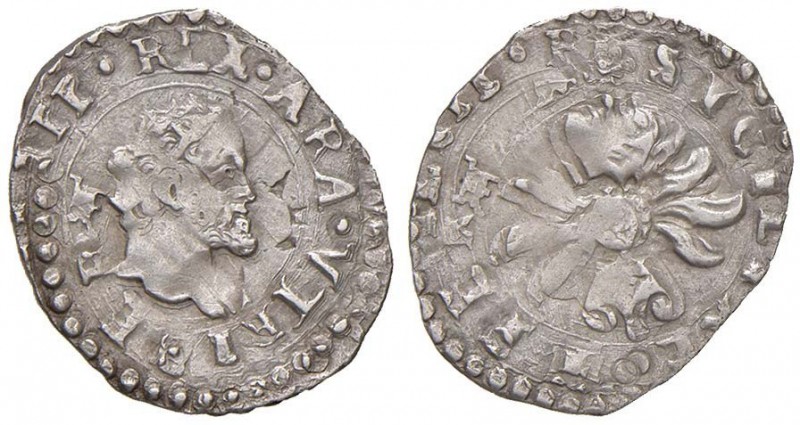 NAPOLI Filippo II (1556-1598) Mezzo Carlino Sigle IAF/CI - MIR 185/1 AG (g 1,38)...