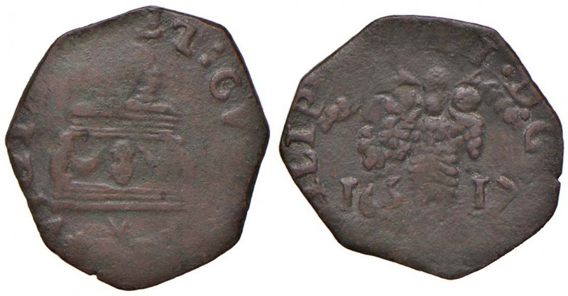 NAPOLI Filippo III (1598-1621) Tornese 1617 - cfr. MIR 225/3 CU (g 3,01) Interes...