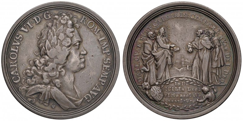 Anno 1720 - Carlo VI - Si proclama legittimo Re di Sicilia Argento - 43,7 mm - 2...