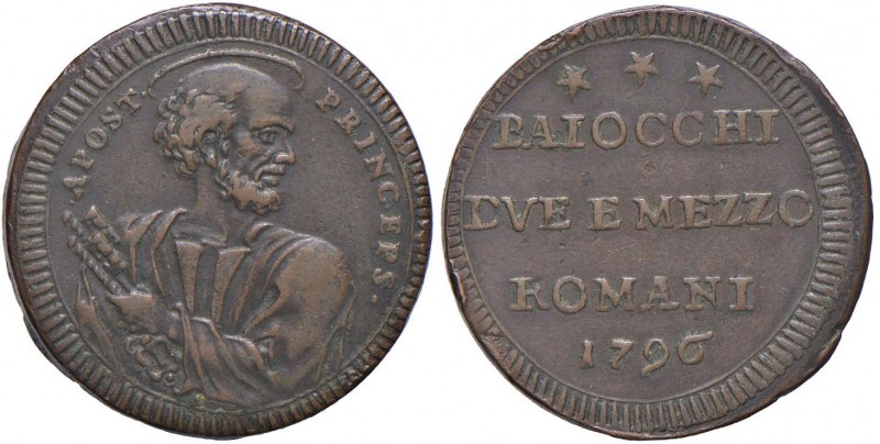 Pio VI (1775-1799) Sampietrino 1796 - Nomisma 133 CU (g 15,97) Colpetti al bordo...