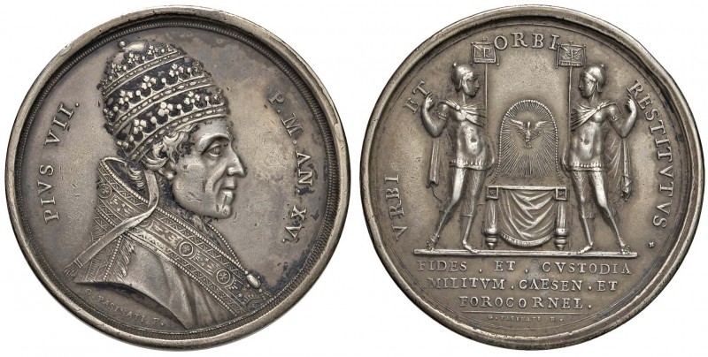 Pio VII (1800-1823) Medaglia A. XV Soggiorno a Imola e Cesena nel ritorno a Roma...