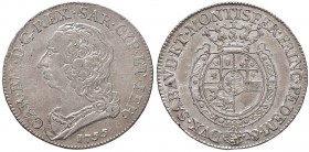 Carlo Emanuele III (1755-1773) Quarto di Scudo 1755 - Nomisma 177 AG (g 8,80)
qSPL