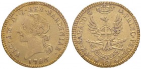 Vittorio Amedeo III (1773-1796) Mezza doppia 1786 - Nomisma 308; MIR 984a AU Sigillato SPL da Gianfranco Erpini
BB+/SPL