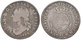Vittorio Amedeo III (1773-1796) Quarto di scudo 1773 - Nomisma 346; MIR 989a AG (g 8,44) RR
MB